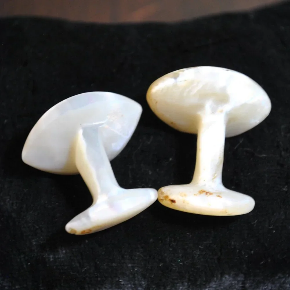 Antique Carved Mother of Pearl Shell Cufflinks
